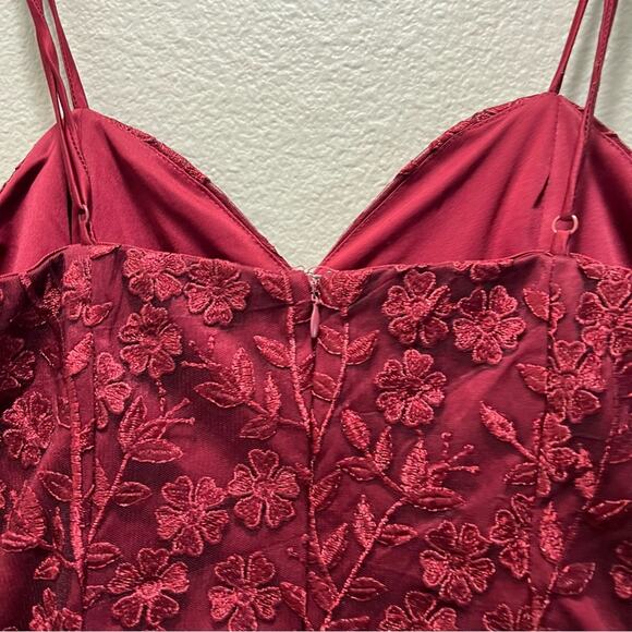 Lulus Lavish Lifestyle Burgundy Embroidered Ruffled Mini Dress Tulle Tutu Size L - Picture 10 of 10